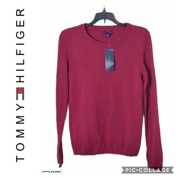 Tommy Hilfiger Maroon Crewneck Sweater NWT Small - Picture 1 of 7